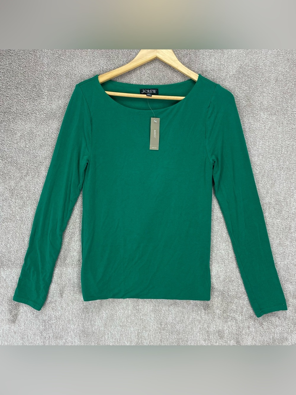 J Crew Shirt Top Women’s M Green Long Sleeve SOFT Modal Blend Stretch Minimalist